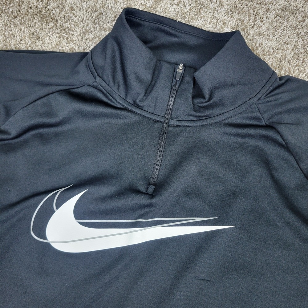 Nike Running Dri Fit Mens XL Solid Black Performance Stretch Quarter Zip